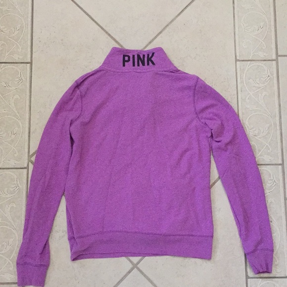 Purple Zip-Up Crewneck PINK Sweater - Picture 2 of 6